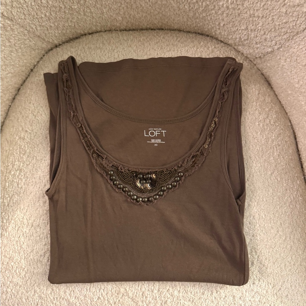 vintage brown embroidered cami tank